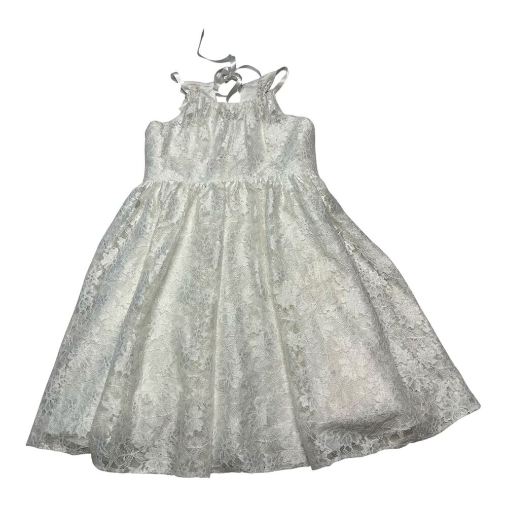 David's Bridal White Flower Girl Lace Formal Dress Size 5
